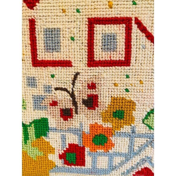 Vintage Needlepoint Embroidery Wall Hanging, Love Needlepoint Picture, Completed - Picture 6 of 10